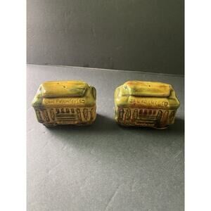 Vintage Ceramic Glazed San Francisco Cable Trolley Car Salt Pepper Shakers Japan